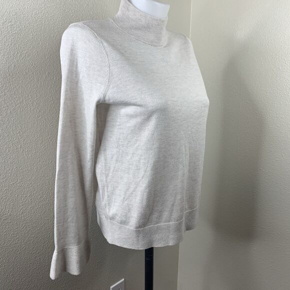Joie Mock Neck Wool Silk Blend Long Sleeve Sweater Top Sz S Cream Ivory - Picture 1 of 7